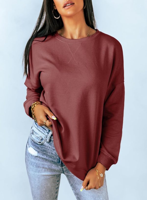 Dokotoo Women's Casual Crew Neck Sweatshirt Loose Soft Long Sleeve Pullover Tops-2