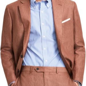 Brooks Brothers Men's Classic Fit Suit Jacket Blazer 42L Brown Solid-0