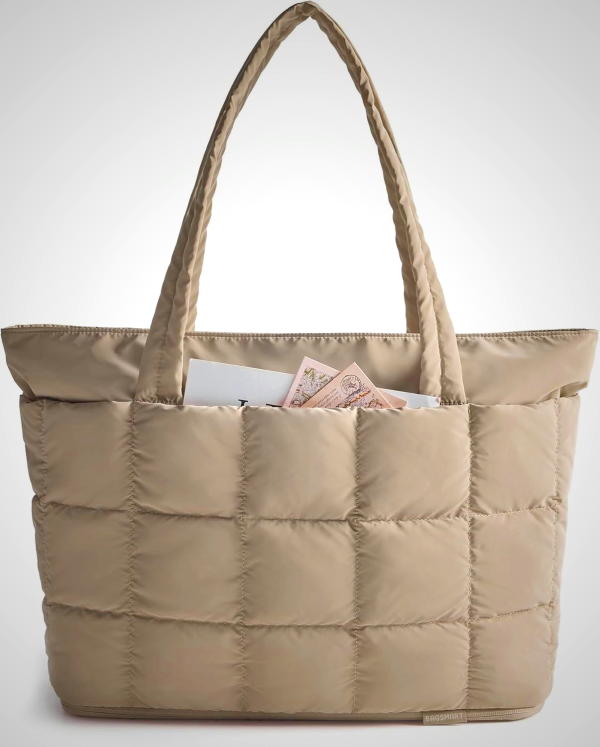 BAGSMART Expandable Tote Bag for Women, Puffer Work & Travel Handbag