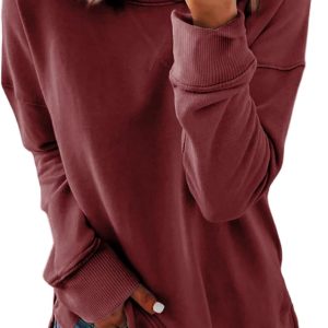 Dokotoo Women's Casual Crew Neck Sweatshirt Loose Soft Long Sleeve Pullover Tops-0