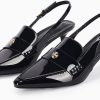 Coutgo Women's Pointed Toe Sandals Slingback Kitten Heel Pumps Slip On Ankle Buckle Dress Shoes-3