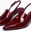 Coutgo Women's Pointed Toe Sandals Slingback Kitten Heel Pumps Slip On Ankle Buckle Dress Shoes-3
