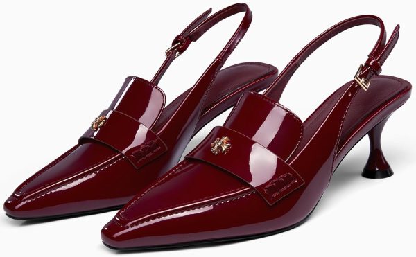 Coutgo Women's Pointed Toe Sandals Slingback Kitten Heel Pumps Slip On Ankle Buckle Dress Shoes-3