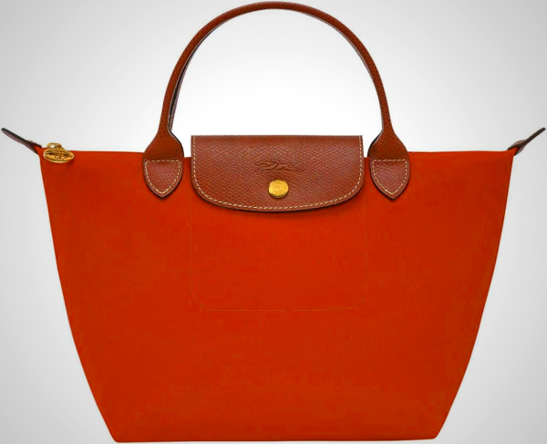 Longchamp Small Green Le Pliage Nylon Tote Top Handle Bag, Brick