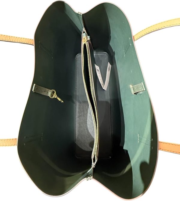 Tory Burch Women's Blake Pebbled Leather Center Zip Tote Purse-4