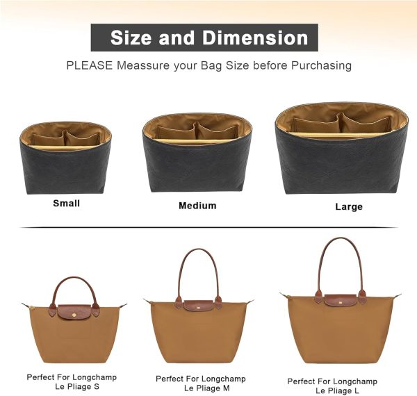 Dupont Paper Purse Organizer Insert for Longchamp Le Pliage M Bag insert into select