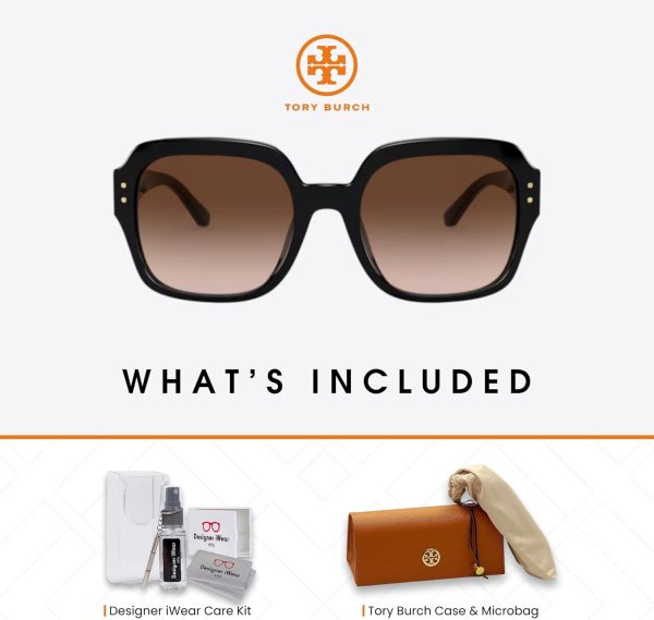 Tory Burch TY7143U Extra Large Square Sunglasses for Women +BUNDLE with ACCESSORY EYEWEAR KIT-4