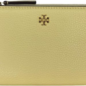 Tory Burch Women's Blake Pebble Leather Colorblock Slim Envelope Wallet (Lemon Sugar)-0