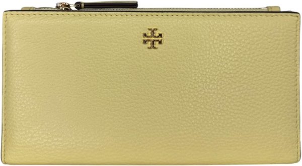 Tory Burch Women's Blake Pebble Leather Colorblock Slim Envelope Wallet (Lemon Sugar)-0
