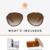 Tory Burch TY6089 Aviator Sunglasses for Women +BUNDLE with ACCESSORY EYEWEAR KIT-4