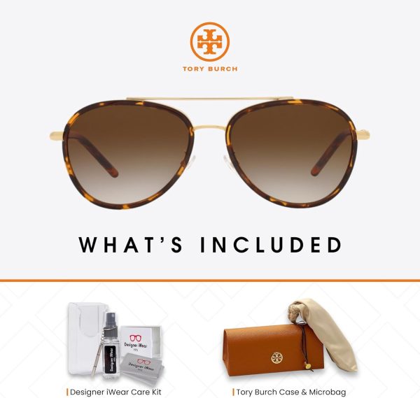 Tory Burch TY6089 Aviator Sunglasses for Women +BUNDLE with ACCESSORY EYEWEAR KIT-4