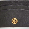 Tory Burch Women's Robinson Card Case - Slim Wallet in Black or Gray Heron