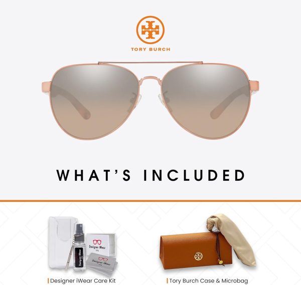Tory Burch TY6070 Aviator Sunglasses For Women +BUNDLE with ACCESSORY EYEWEAR KIT-4
