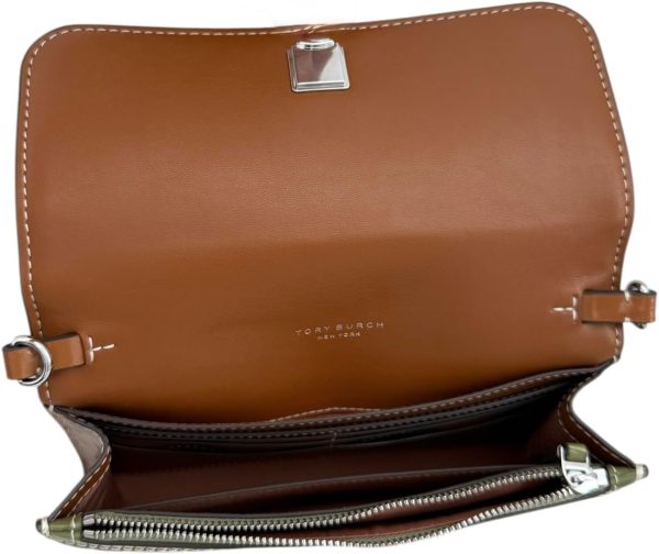 Tory Burch Womens 146467 Thea Pebbled Leather With Gold-tone Hardware Crossbody Bag With Flat Wallet-4