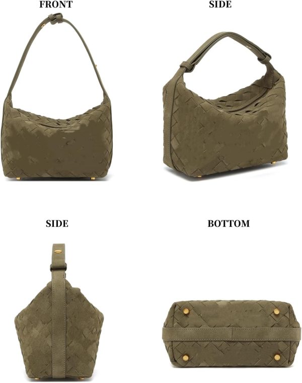 Luxurious Suede Hobo Bag - Women's Woven Leather Shoulder Bag with Spacious Interior sephora