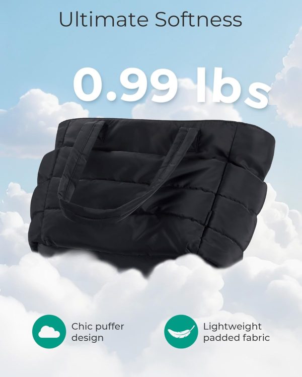 BAGSMART Tote Bag for Women, Lightweight Puffy Tote Bag with Compartments Shoulder Bag Handbag for Travel, Work, Gym-4