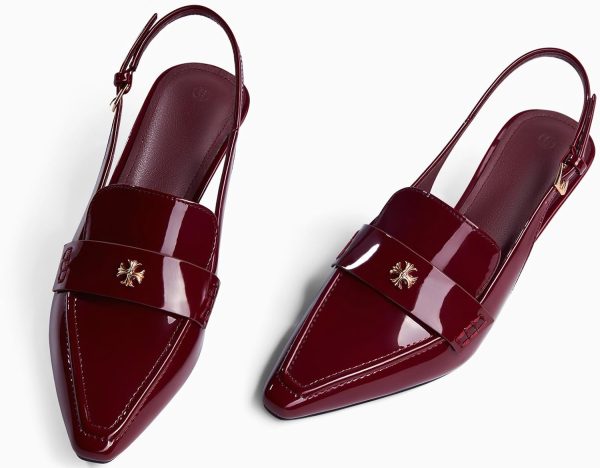 Coutgo Women's Pointed Toe Sandals Slingback Kitten Heel Pumps Slip On Ankle Buckle Dress Shoes-4