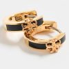 Tory Burch Women's Kira Enamel Huggie Earrings, Tory Gold/Black, One Size kira tory burch