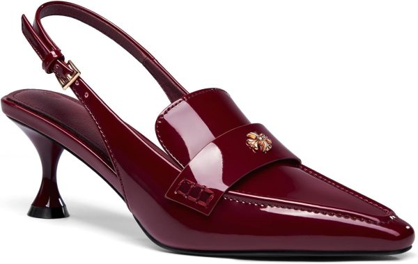 Coutgo Women's Pointed Toe Sandals Slingback Kitten Heel Pumps Slip On Ankle Buckle Dress Shoes-0