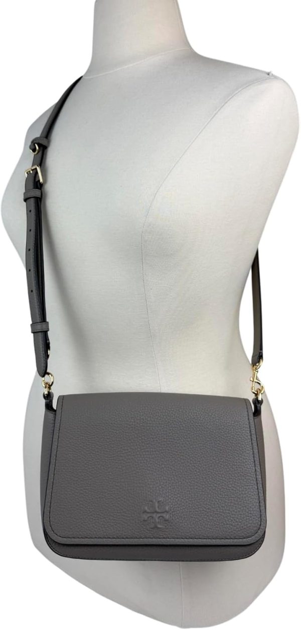 Tory Burch 144688 Thea Flap Grey Heron With Gold Hardware Women's Crossbody Bag thread
