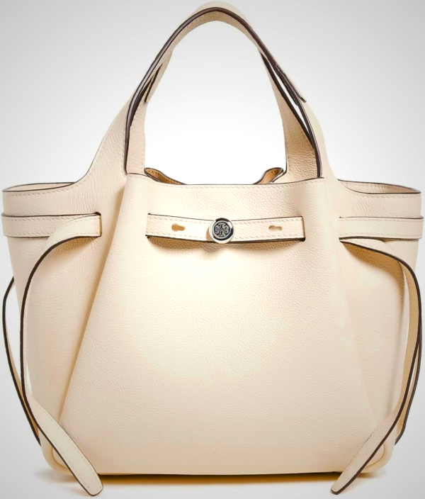 Tory Burch Women's Romy Pebbled Satchel Handbag in Black or Light Cream