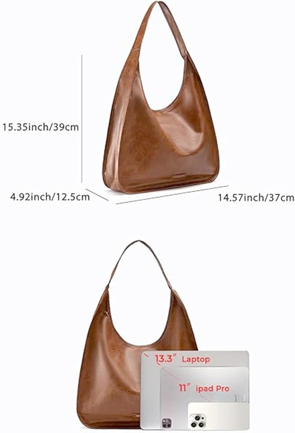 NEWBELLA Women's Hobo Purse - Faux Leather Shoulder Bag & Tote Handbag, Spacious Work Bag for Commute & Daily Use-4