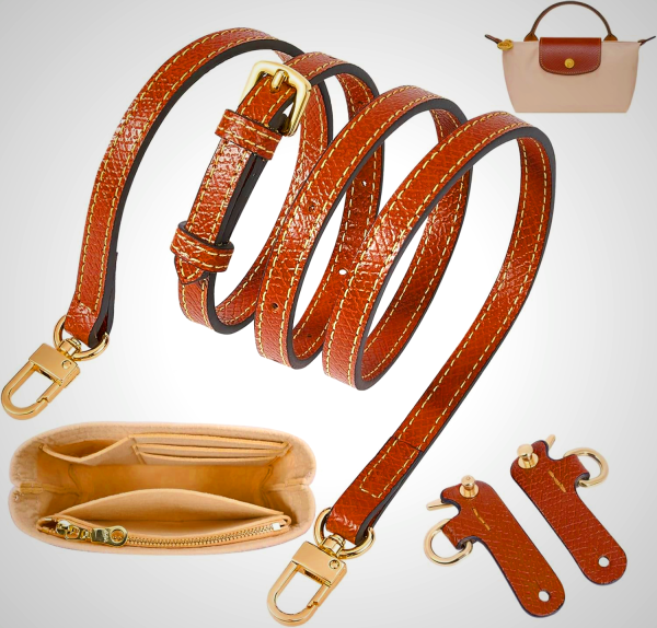 Replacement Purse Straps with Handbag Organizer for Longchomp Tote (2-Pack)