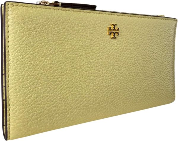 Tory Burch Women's Blake Pebble Leather Colorblock Slim Envelope Wallet (Lemon Sugar)-1