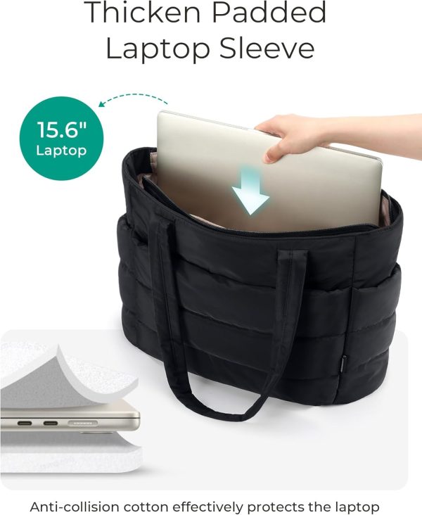 BAGSMART Women's Lightweight Puffy Tote Bag with Compartments for Travel, Work, Gym spotify