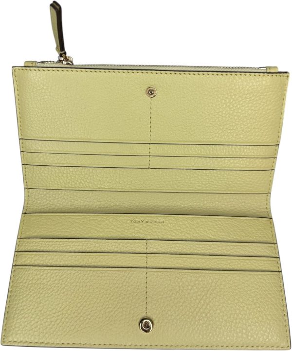Tory Burch Women's Blake Pebble Leather Colorblock Slim Envelope Wallet (Lemon Sugar)-5