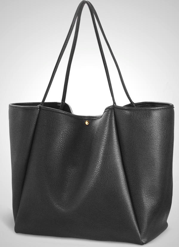 Oversized PU Leather Tote Bag for Women - Lightweight Weekender Shopper