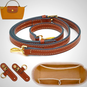 Longchamp Mini XS Bag Organizer with Leather Strap - Punch-Free Design