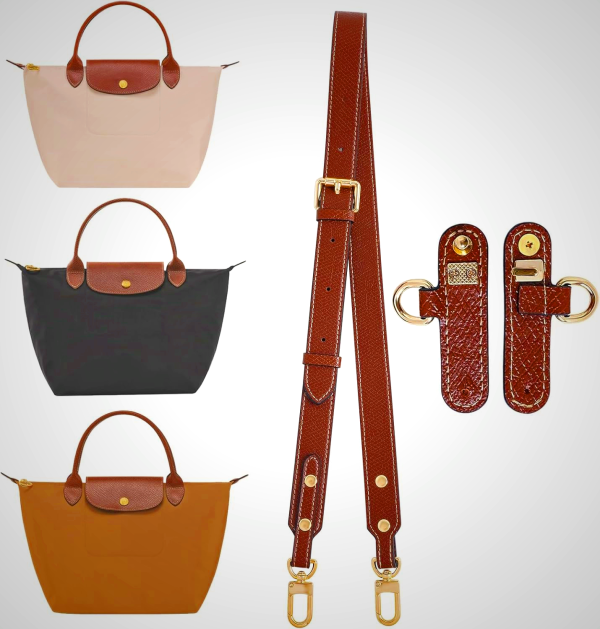 Adjustable Leather Shoulder Strap for Longchamp Le Pliage Bags, Brown
