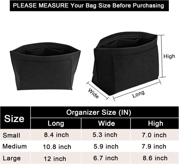 Felt Purse Organizer Insert for Longchamp Le Pliage L Handbag (Large, Black) ford explorer