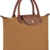 Longchamp Small Green Le Pliage Nylon Tote Bag with Top Handle in Fawn greenland