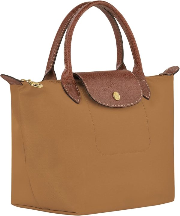 Longchamp Small Green Le Pliage Nylon Tote Bag with Top Handle in Fawn greenland
