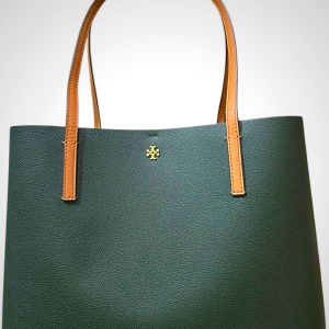 Tory Burch Blake Pebbled Leather Center Zip Tote Purse for Women