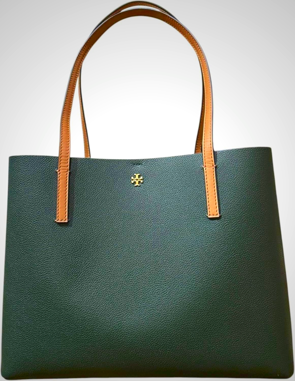 Tory Burch Blake Pebbled Leather Center Zip Tote Purse for Women