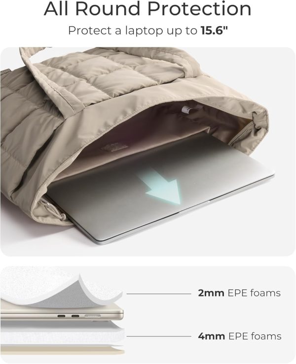 BAGSMART Expandable Tote Bag for Women, Puffer Work Tote Handbag, Quilted Carry On Bag for Travel Gym-4