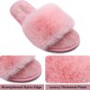 COFACE Womens Slippers with Arch Support Comfy Open Toe Fuzzy Woman House Shoes Plantar Fasciitis Orthotic Ladies Slippers Indoor arch