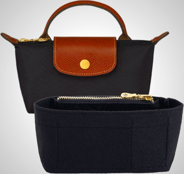 Felt Purse Organizer for Longchamp Le Pliage Small Tote - Zipper Liner