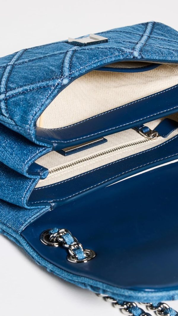 Tory Burch Women's Fleming Soft Denim Small Convertible Shoulder Bag-4