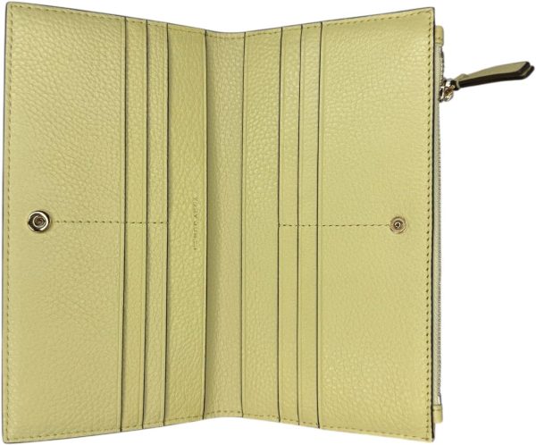 Tory Burch Women's Blake Pebble Leather Colorblock Slim Envelope Wallet (Lemon Sugar)-3