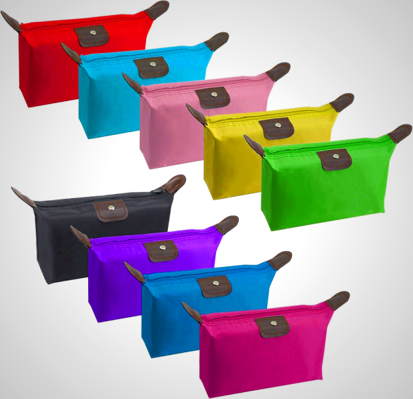 YAODHAOD Waterproof Makeup Bag Bulk - 9 Color Toiletry Pouch with Zipper