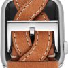 Tory Burch Women's Luggage Brown Braided-Leather Band For Apple Watch-3