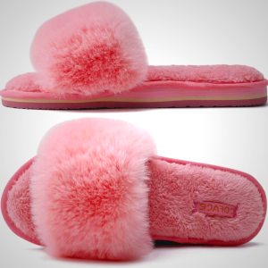 COFACE Womens Slippers with Arch Support Comfy Open Toe Fuzzy Woman House Shoes Plantar Fasciitis Orthotic Ladies Slippers Indoor