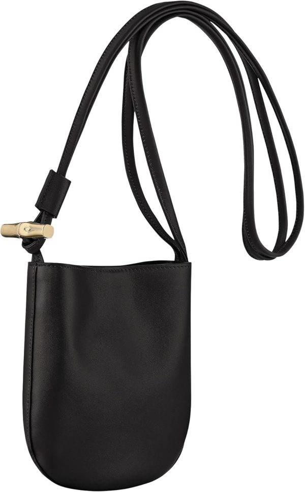 Longchamp Le Roseau Leather Crossbody Bag in Black crossbody phone case