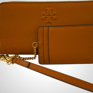 Tory Burch Thea Zip Continental Wallet in Pebble Leather, Tiramisu