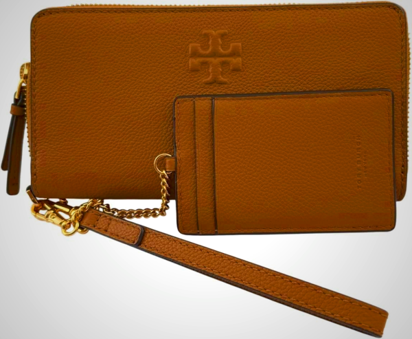 Tory Burch Thea Zip Continental Wallet in Pebble Leather, Tiramisu