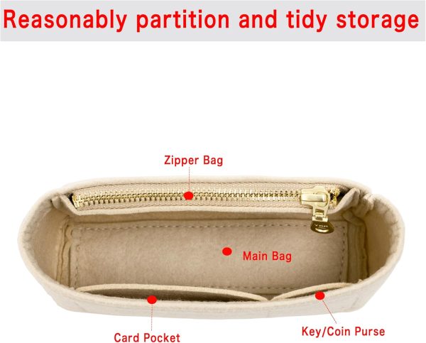 Mini Purse Organizer Insert for Longchamp Le Pliage Small Tote – Felt Inner Bag Liner with Zipper Pocket, Lightweight Storage for Mini Handbags, Black forever 21